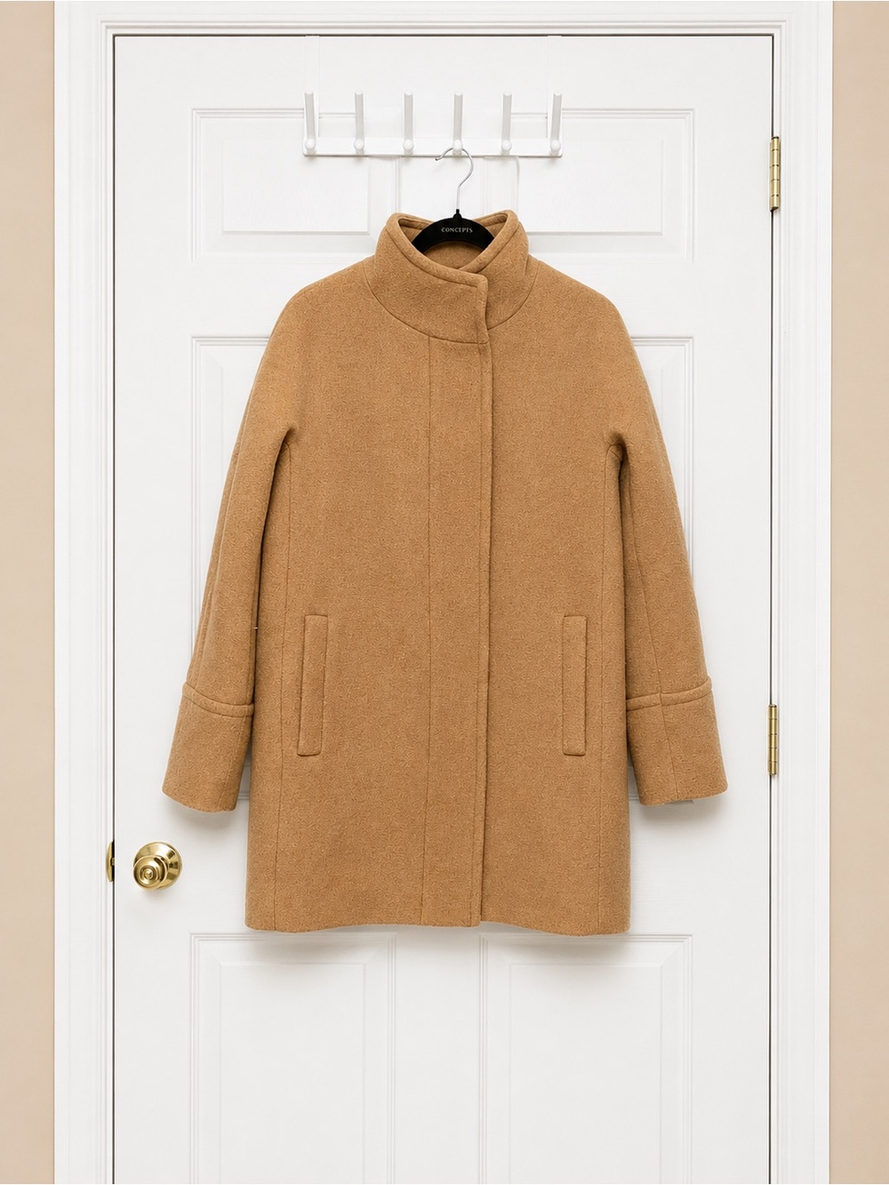 J. Crew Camel Trench Coat with Stand Collar